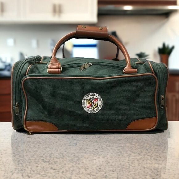 Rare Maryland State Golf Association Green Canvas Locker Room Duffle Bag Luggage - Picture 1 of 13